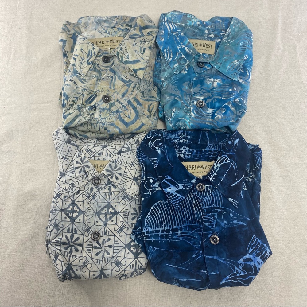 x4 LOT Johari West Button Up Shirt Mens 2XLT Tall Aztec Hawaiian Beach Summer